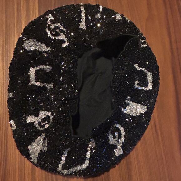 Vintage JC Black Bead and 
Sequin Hat Made In USA One Size - Picture 6 of 7